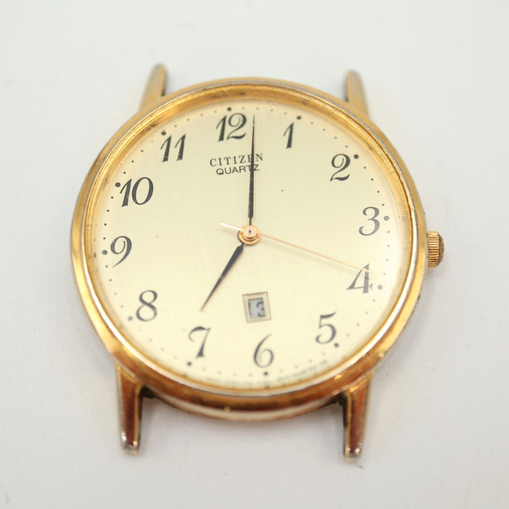 Citizen Men's Watch S010-S13548 Quartz 33mm Gold Tone Date FOR REPAIR PARTS ONLY